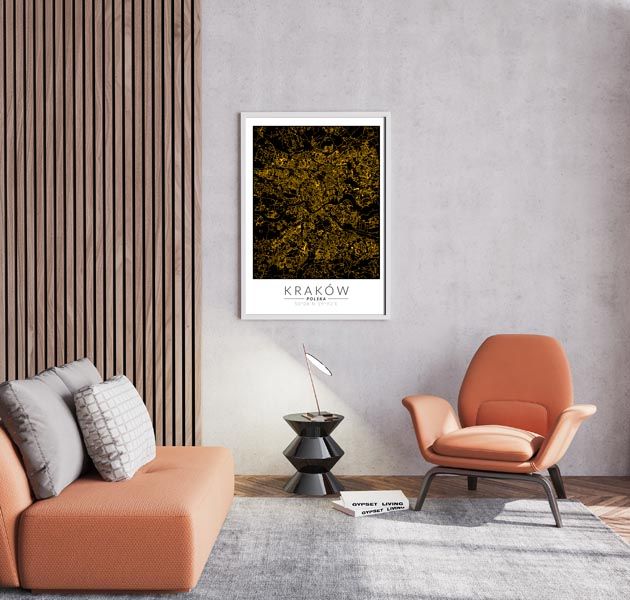 Kraków mapa złota - plakat 40x60 cm zdjęcie 3