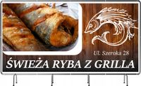 BANER REKLAMOWY 130x80 cm różne wzory twój tekst ŚWIEŻA RYBA Z GRILLA
