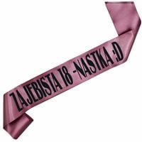 Zajebista 18-nastka :D - ciemno różowo-złota szarfa z czarnym nadrukiem