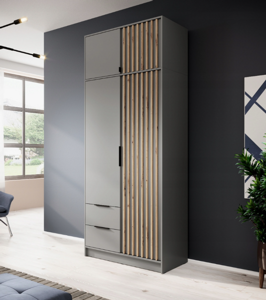 Wysoka Szafa + Nadstawka 105cm Lamele h 250cm NELA zdjęcie 1
