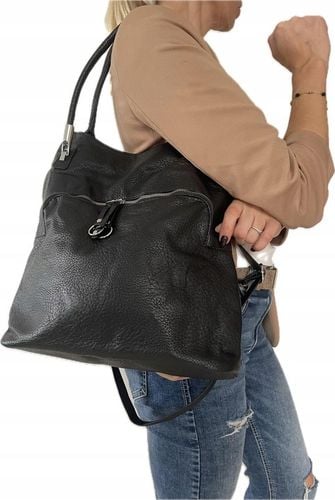 Torebka damska worek skóra ekologiczna czarna codzienna na Arena.pl