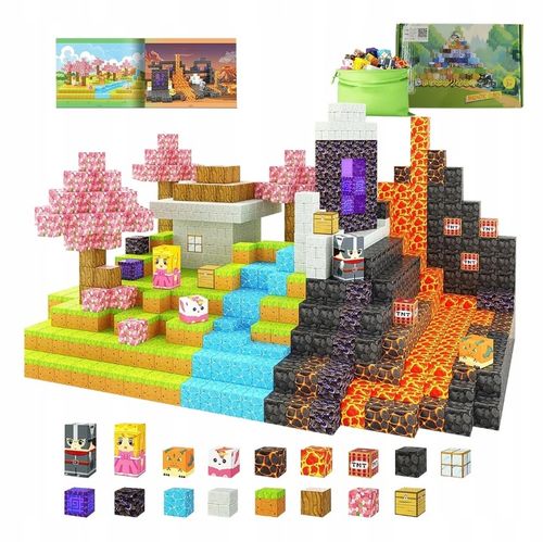 KLOCKI MAGNETYCZNE bloki MOCNE na magnes Zestaw 79 sztuk KLOCKÓW na Arena.pl