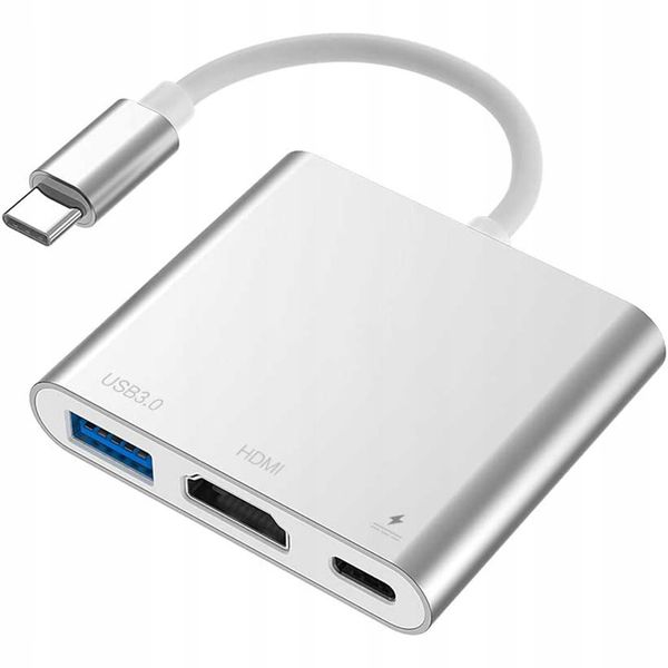 Przejściówka Adapter TYP C 3w1 HUB USB-C HDMI 4K zdjęcie 1