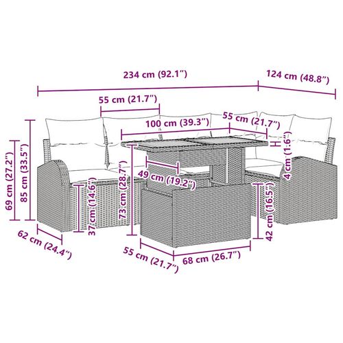 Zestaw Sof na Ogród 6 pcs beżowo-kremowy 100 x 55 x 73 cm na Arena.pl