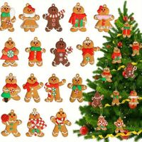 Zestaw ozdób choinkowych drewniane pierniczki 32 szt ozdoby świąteczne