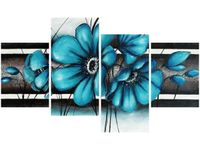 140CM 70 OBRAZ TURKUSOWE KWIATY ŚCIENNY