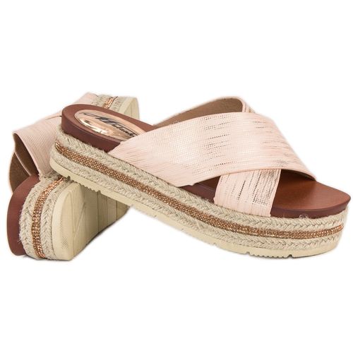 Pudrowe klapki espadryle r.38 na Arena.pl