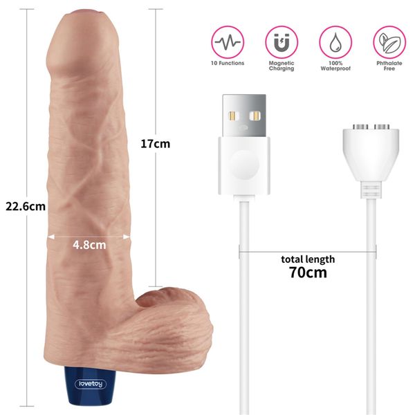 9" Real Softee Rechargeable Tpe Vibrating Dildo(Flesh) zdjęcie 2