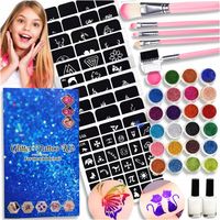 DUŻY ZESTAW DO ROBIENIA TATUAŻY SZABLONY KOLOROWE BROKATY ZABAWA DLA DZIECI