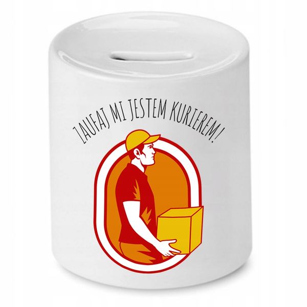 Skarbonka Dla Kuriera Zaufaj Mi Jestem Kurierem! Z Nadrukiem Ze Zdjęciem zdjęcie 1