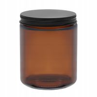 Słoik brązowy do świec 250 ml z czarną metalową nakrętką - 120 szt