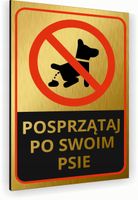 Tabliczka znak informacyjny 30x20 Złota SPRZĄTANIE PO PSIE Aluminiowa