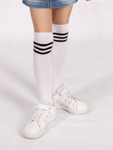 Zakolanówki dziewczęce dziecięce bawełniane z paskami białe 31-34 YOCLUB na Arena.pl