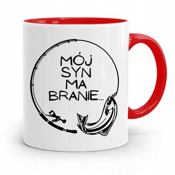 Kubek Czerwony Prezent Dla Syna Mój Syn Ma Branie Z Nadrukiem Ze Zdjęciem zdjęcie 1