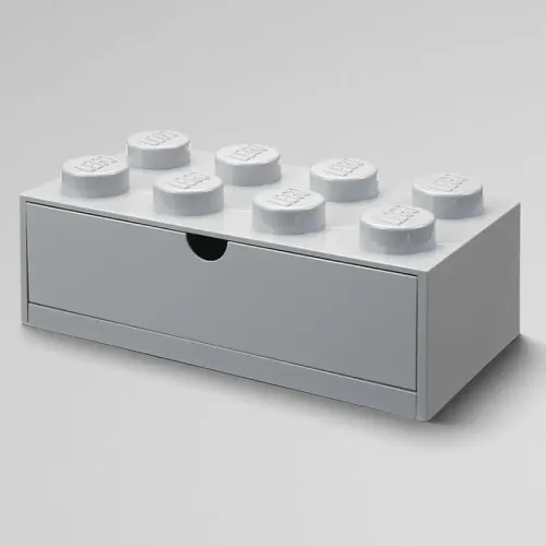 Pojemnik klocek z szufladą Lego Brick 8 Desk Drawer szary na Arena.pl