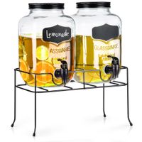 2x Słój Napoje Duży Słoik Dystrybutor Szklany Kranem Kranikiem ze Stojakiem
