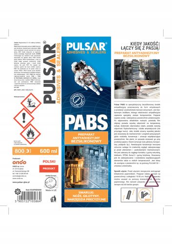 PREPARAT ANTYADHEZYJNY BEZSILIKONOWY PULSAR DO FORM WTRYSKOWYCH 600 ml na Arena.pl