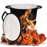 KOCIOŁEK ŻELIWNY EMALIOWANY Z PATELNIĄ GARNEK węgierski 8L OGNISKO GRILL