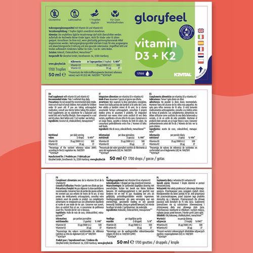 WITAMINA D3 K2 MK7 - 1700 kropel 50 ml - Menachinon Premium gloryfeel na Arena.pl