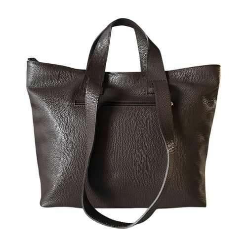 Czekoladowa zamszowa torebka A4 shopper ZAMSZ + SKÓRA NATURALNA Vera na Arena.pl