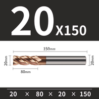 Frez TiSiN 4 ostrza Z-4 do stali nierdzewnej do 55HRC Roz. Ø20x80x20Dx150L