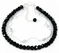 DAMSKA BRANSOLETKA SREBRNA FASETKA CZARNE KRYSZTAŁY SREBRO PRÓBY 925