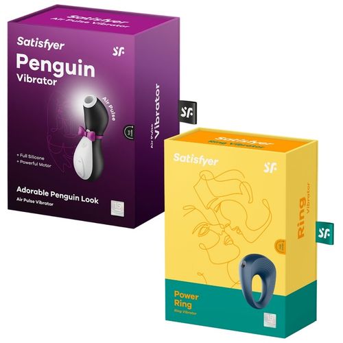 Masażer pingwinek Satisfyer Penguin + pierścień Power Ring zestaw dla par na Arena.pl