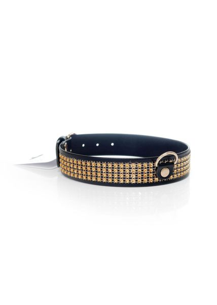 Fetish B - Series Collar With Crystals 3 Cm Gold zdjęcie 3