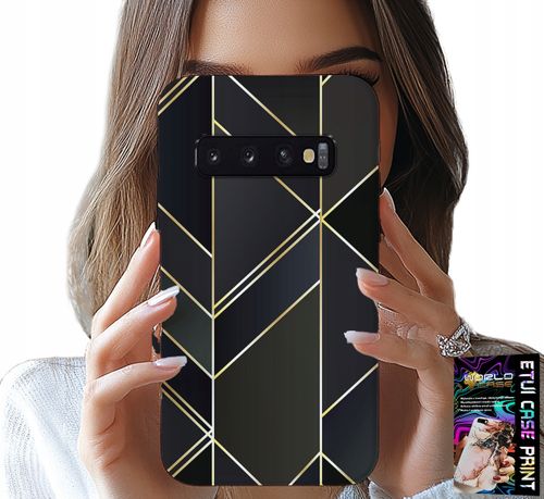 ETUI DO SAMSUNG GALAXY S10 PLUS - ZŁOTE RAMKI, ELEGANCKIE WZORY + FOLIA na Arena.pl