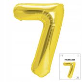 BALON FOLIOWY CYFRĄ CYFERKA 7 ZŁOTA NA IMPREZE URODZINOWĄ PRZYJĘCIE 40cm