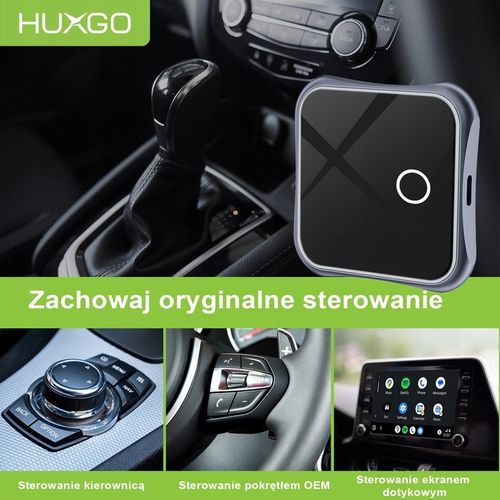 HUXGO bezprzewodowy adapter 2w1 do Apple CarPlay i Android Auto BY963A na Arena.pl