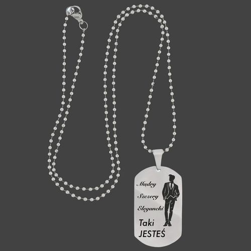 Grawerowany nieśmiertelnik stal 316L prezent + pudełko z dedykacją na Arena.pl