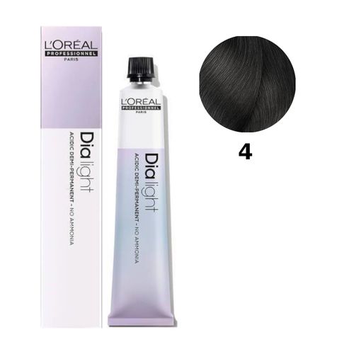 Loreal Dia Light farba do włosów farbowanych i uwrażliwionych, koloryzacja kwasowa ton w ton, bez amoniaku, 50ml 4 brąz na Arena.pl