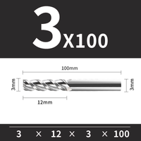 Frez Trzpieniowy VHM 3-Ostrzowy Rozmiar: Ø3x12x3Dx100L