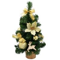 SZTUCZNA CHOINKA W DONICZCE CHOINKA UBRANA ZŁOTA 40 cm DEKORACJA ŚWIĄTECZNA