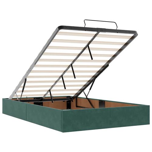 Łóżko otomana z materacem i LED ciemnozielony 120x190cm aksamit na Arena.pl