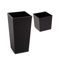 Doniczka donica osłonka na kwiaty rattan czarna 25 cm 250 x 25 cm