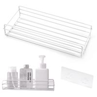 Metalowa półka łazienkowa pod prysznic bez wiercenia prostokątna funkcyjna