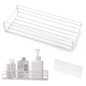 Metalowa półka łazienkowa pod prysznic bez wiercenia prostokątna funkcyjna