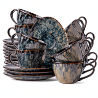 Serwis kawowy Kasai żółto-zielony na 12 osób 24 szt. Nowoczesny Do zmywarki