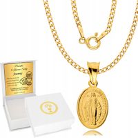 Łańcuszek Złoty 925 Medalik Cudowny Komunia Grawer