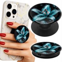 Uchwyt do telefonu Popsocket na palce/stojak TURKUSOWE LILIE KWIATY