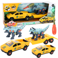 Zestaw Samochód Z Dinozaurem Do Montażu I Demontażu Przyczepa Śrubokręt