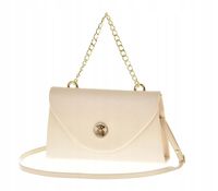 Laura Biaggi - torebka wizytowa kopertowa miś cyrkonie jasny beż mat LA205