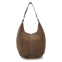 VERA PELLE torebka skórzana zamszowa worek na ramię V058 taupe