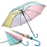 Parasol tęczowy pastelowy elegancki kolorowy dla dzieci niebieska rączka
