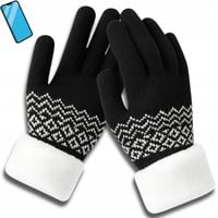 Rękawiczki Zimowe Dotykowe Ciepłe z Futerkiem do Telefonu Damskie