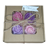 Box Świece Sojowe Prezent Zestaw 4 Róże Dzień Babci Dziadka Walentynki