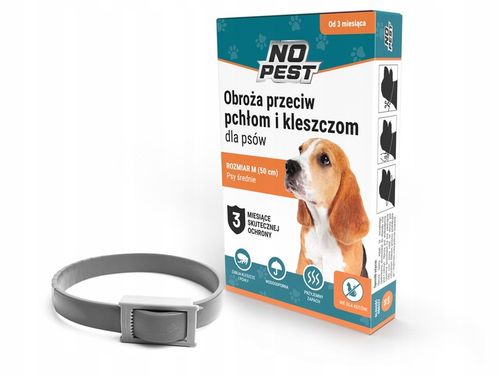 OBROŻA NA KLESZCZE I PCHŁY DLA PSA DLA PSÓW 50CM ROZMIAR M/L NO PEST na Arena.pl