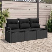 Zestaw Sof 3 pcs Czarny polirattan